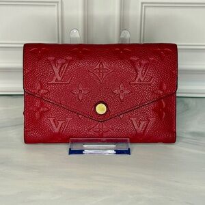 Louis Vuitton Curieuse Compact Wallet Cherry Red Monogram Empreinte Leather